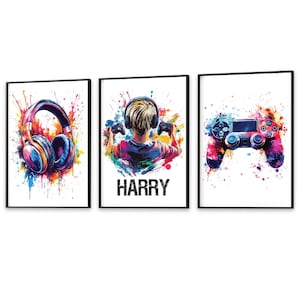 Personalised Gaming Wall Art Prints, Personalised Gaming Prints, Boys Bedroom Decor, Kid Bedroom Gamer Decor, Games Room Gaming Gift for Boy image 5