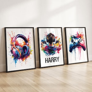 Personalised Gaming Wall Art Prints, Personalised Gaming Prints, Boys Bedroom Decor, Kid Bedroom Gamer Decor, Games Room Gaming Gift for Boy image 10