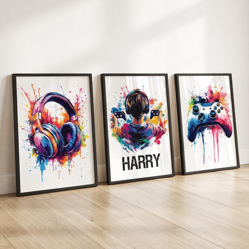Personalised Gaming Wall Art Prints, Personalised Gaming Prints, Boys Bedroom Decor, Kid Bedroom Gamer Decor, Games Room Gaming Gift for Boy image 10