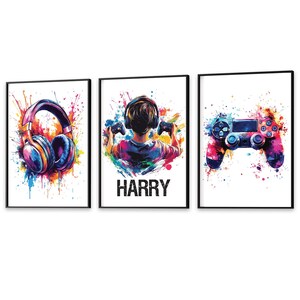 Personalised Gaming Wall Art Prints, Personalised Gaming Prints, Boys Bedroom Decor, Kid Bedroom Gamer Decor, Games Room Gaming Gift for Boy image 6
