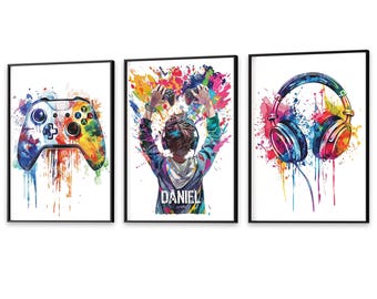 Personalised Gaming Wall Art Prints Personalised Gaming Prints Boys Bedroom Decor, Kid Bedroom Gamer Decor, Games Room Decor, Gamer Prints