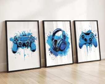 Gaming Prints Set of 3 Gaming Decor Gamer Wall Art, Boys Bedroom Decor, Gaming Wall Art, Games Room Graffiti Wall Art, Teen Room Prints