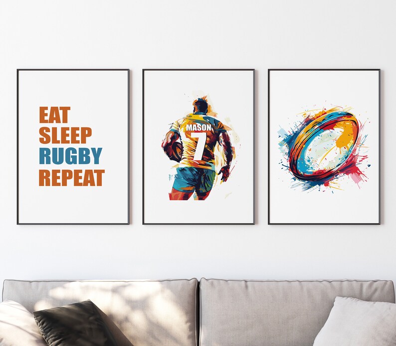 Rugby Prints for Boys Bedroom, Rugby Wall Art, Rugby Posters, Custom ...