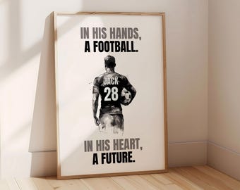 Personalised Football Wall Art Prints A4 And A3 Football Quote Prints Boys Bedroom Decor Kid Bedroom Football Decor Wall Art For Boys Son