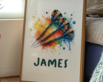 Darts Print Darts Poster For Man Cave Boys Bedroom Darts Gifts for Men Darts Player Gift Boys Bedroom Decor Sports Wall Art For Boys