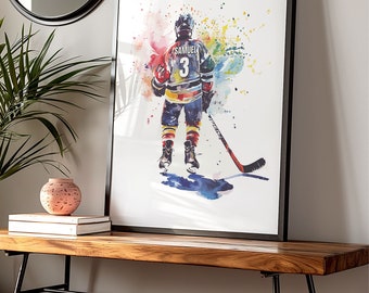 Hockey Wall Art Prints, Personalised Ice Hockey Prints, Boys Bedroom Decor, Kid Bedroom Decor, Ice Hockey Shirt Name Print, Gift For Boys