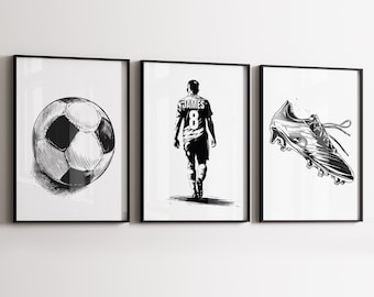 Printable Soccer Wall Art Prints, Custom Soccer Poster, Boys Bedroom Decor, Teen Room Decor, Soccer Gifts, Personalized Jersey DIGITAL