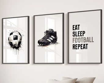 Set of 3 Football Wall Art Prints, Football Prints, Boys Bedroom Decor, Kids Bedroom Football Decor, Teen Room Prints, Gift For Boys Son