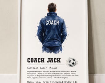 Regalo para entrenador de fútbol, lámina personalizada para entrenador, cuadro de agradecimiento personalizado para el equipo.