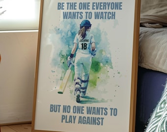 Cricket Print For Bedroom Cricket Gifts Personalised Girl Cricket Poster Cricket Wall Art Cricket Quote Cricket Poster Wall Art For Girls