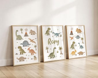 Láminas personalizadas de dinosaurios para la habitación infantil, decoración de pared para la sala de juegos de niños