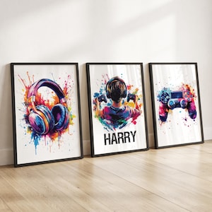 Personalised Gaming Wall Art Prints, Personalised Gaming Prints, Boys Bedroom Decor, Kid Bedroom Gamer Decor, Games Room Gaming Gift for Boy image 8