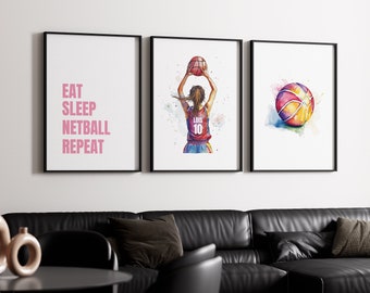 Netballer Print, Personalised Netball Print, Netball Poster, Netball gifts, Netball Team Gift, Netball Wall Art, Gift for Netball Player