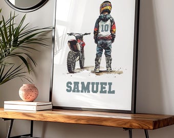 Impresión de motocross personalizada, impresión de motocicleta, arte de pared de motocross, arte de pared de motocicleta, decoración de dormitorio de niños, póster de motocross, regalo para niños