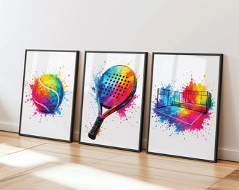 Padel Wall Art Print Set of 3 Padel Prints Racket Sport Decor Paddle Posters Pictures Sports Wall Art Padel Gifts For Men Women Home Decor