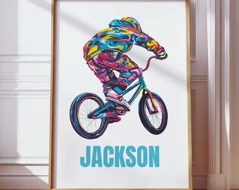BMX Print, BMX Wall Art, Boys Bedroom Decor, Rider Wall Art, BMX Poster, Kids Room Art, Graffiti Wall Art For Boys, Bike Art, Biker Wall Art