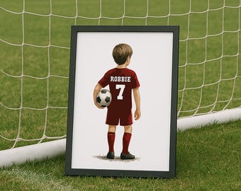 Art mural impression football pour garçons Décoration de chambre personnalisée pour garçons Impression de maillot de football pour chambre d'enfants Décoration football cadeaux footballeur