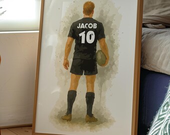 Rugby Wall Art Print Rugby Poster Personalised Rugby Print For Boys Bedroom Decor Kids Bedroom Rugby Decor Rugby Player Gift For Brother Son