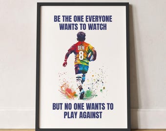 Lámina decorativa de rugby personalizada para pared, póster de rugby personalizado para la habitación de niños, decoración de rugby para la habitación infantil, regalo de jugador de rugby para hermano o hijo.
