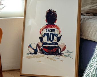 Personalised Rugby Player Gift, Rugby Gifts for Boys, Wall Art For Rugby Fans, Rugby Bedroom Art, Rugby Poster, Boys Bedroom Prints