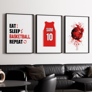 Personalised Basketball Wall Art, Custom Basketball Jersery, Boy Bedroom Decor, Girls Bedroom Decor, Basketball Gift, Basketball Print