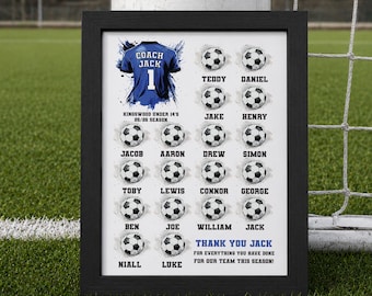 Regalos para entrenadores de fútbol, lámina personalizada para entrenador, regalo de agradecimiento del equipo.