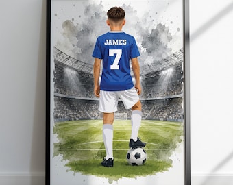 Personalised Football Gifts for Boys Wall Art Poster Print
