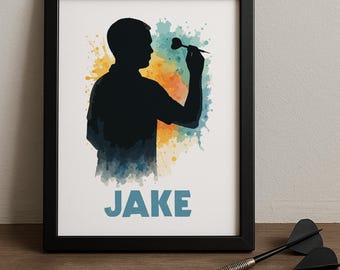 Darts Wall Print Watercolour Darts Player Poster For Man Cave Darts Gifts for Men Darts Player Gifts Boys Bedroom Decor Boys Wall Art