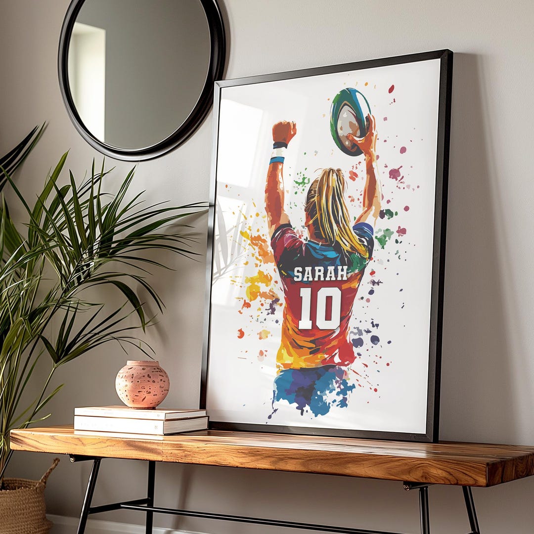 Personalised Girl Rugby Wall Art Print Personalised Rugby Print Boys ...