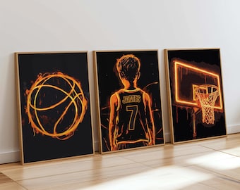 Personliga baskettryck Basketboll Väggkonst Pojkars Sovrumsdekor Basketbollposters Basketgåva För Pojkar Väggkonst Digital Konst
