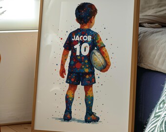 Boys Rugby Wall Art Print Rugby Poster Personalised Rugby Print For Boys Bedroom Decor Kids Bedroom Rugby Decor Rugby Player Gift For Son