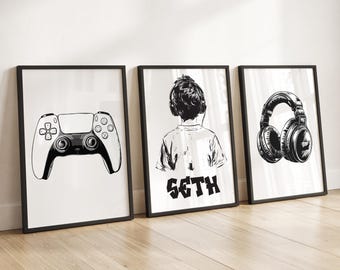 Personalised Gaming Wall Art, Personalised Gaming Prints, Boys Bedroom Decor, Gamer Gifts For Son, Games Room Decor, Video Game Wall Art