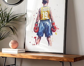Boxing Poster Print, Boys Bedroom Decor, Personalised Poster, Boxing Wall Art, Boxing Print, Custom Wall Art Print, Gift For Boxer, Son Gift
