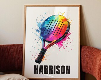Personalised Padel Print, Padel Wall Art, Racket Sports Wall Prints, Paddle Poster, Padel Gifts For Men Women, Home Gym, Bedroom Decor