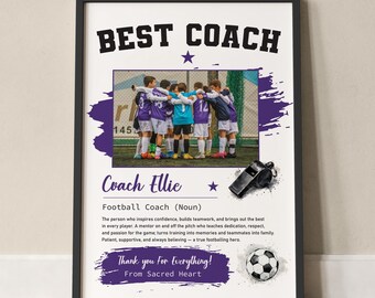 Football Coach Gifts, Personalised Coach Photo Print, Thank You Wall Art