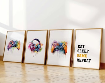 Impresiones de arte de pared de juegos, impresiones de juegos, decoración de juegos, arte de pared de jugador, impresiones de habitaciones de adolescentes, decoración de dormitorios de niños, arte de pared de juegos, sala de videojuegos