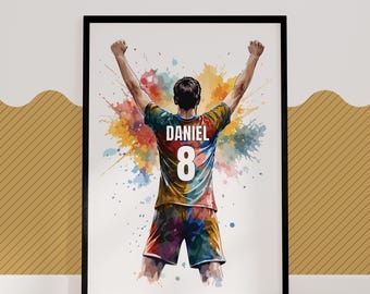 Personalised Football Wall Art Poster | Football Prints for Kids Son | Boys Room Football Decor | Football Nursery Prints | Soccer Wall Art