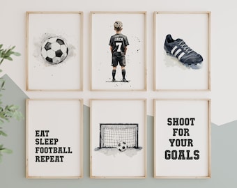 Personalised Football Wall Art Prints Personalised Football Prints Boys Bedroom Decor, Kid Bedroom Football Decor, Football Shirt Name Print