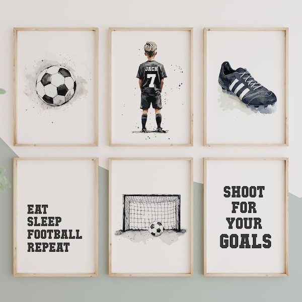 Impressions d'art murales football personnalisées Impressions football personnalisées Décoration de chambre de garçons, décoration de football de chambre d'enfant, impression nom de maillot de football
