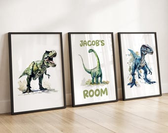 Dinosaur Prints Personalised Dinosaur Posters Kids Nursery Art Boys Playroom Prints Dinosaur Bedroom Decor For Son Dino Gift For Boys Room