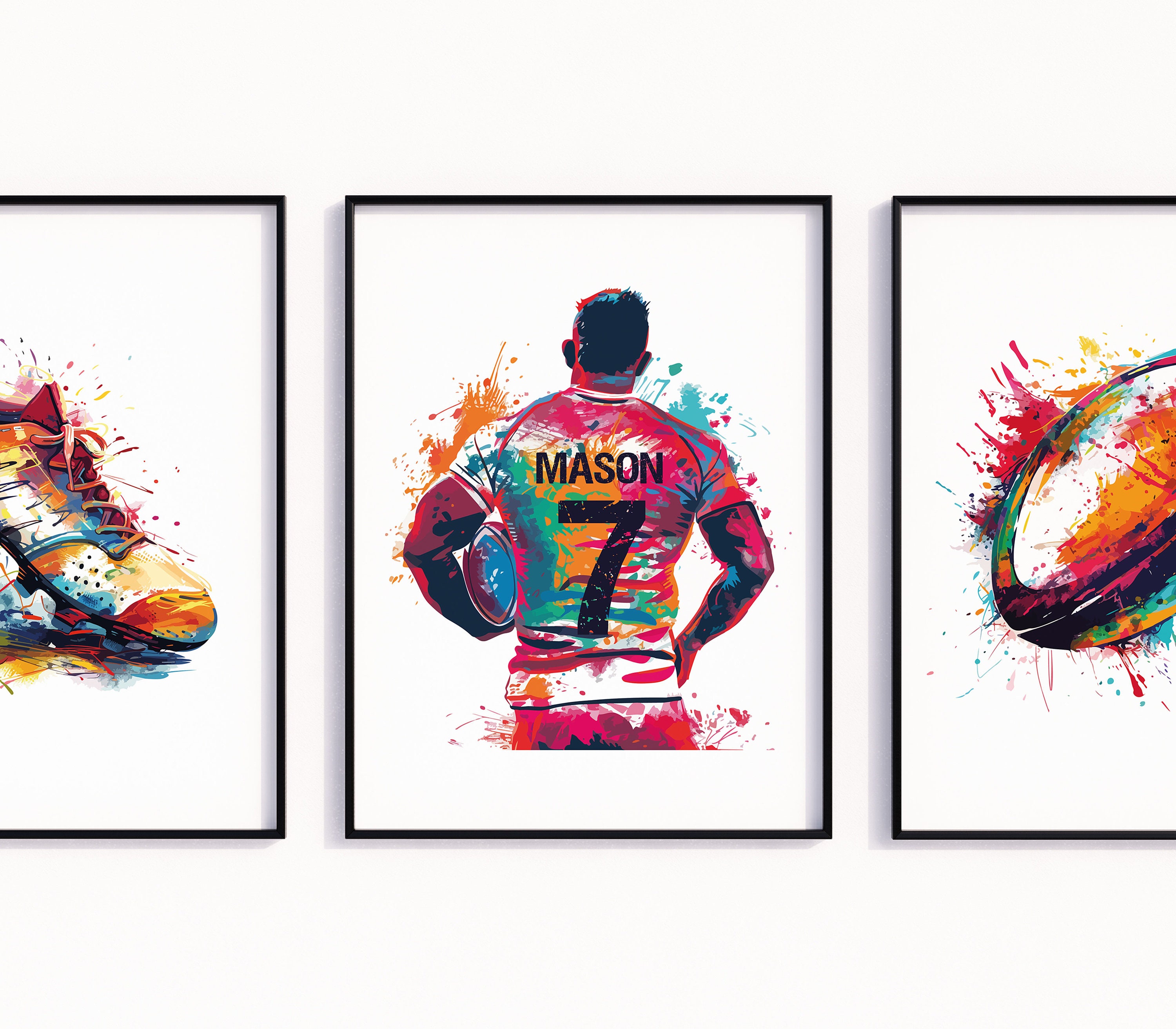 Rugby Prints, Rugby Wall Art Set of 3, Gift for Boys, Boys Bedroom ...