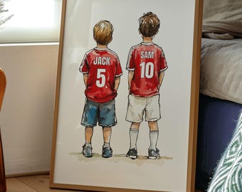 Football Wall Art Prints, Personalised Football Prints, Boys Bedroom Decor, Kid Bedroom Football Decor, Football Shirt Name Print, Son Gifts