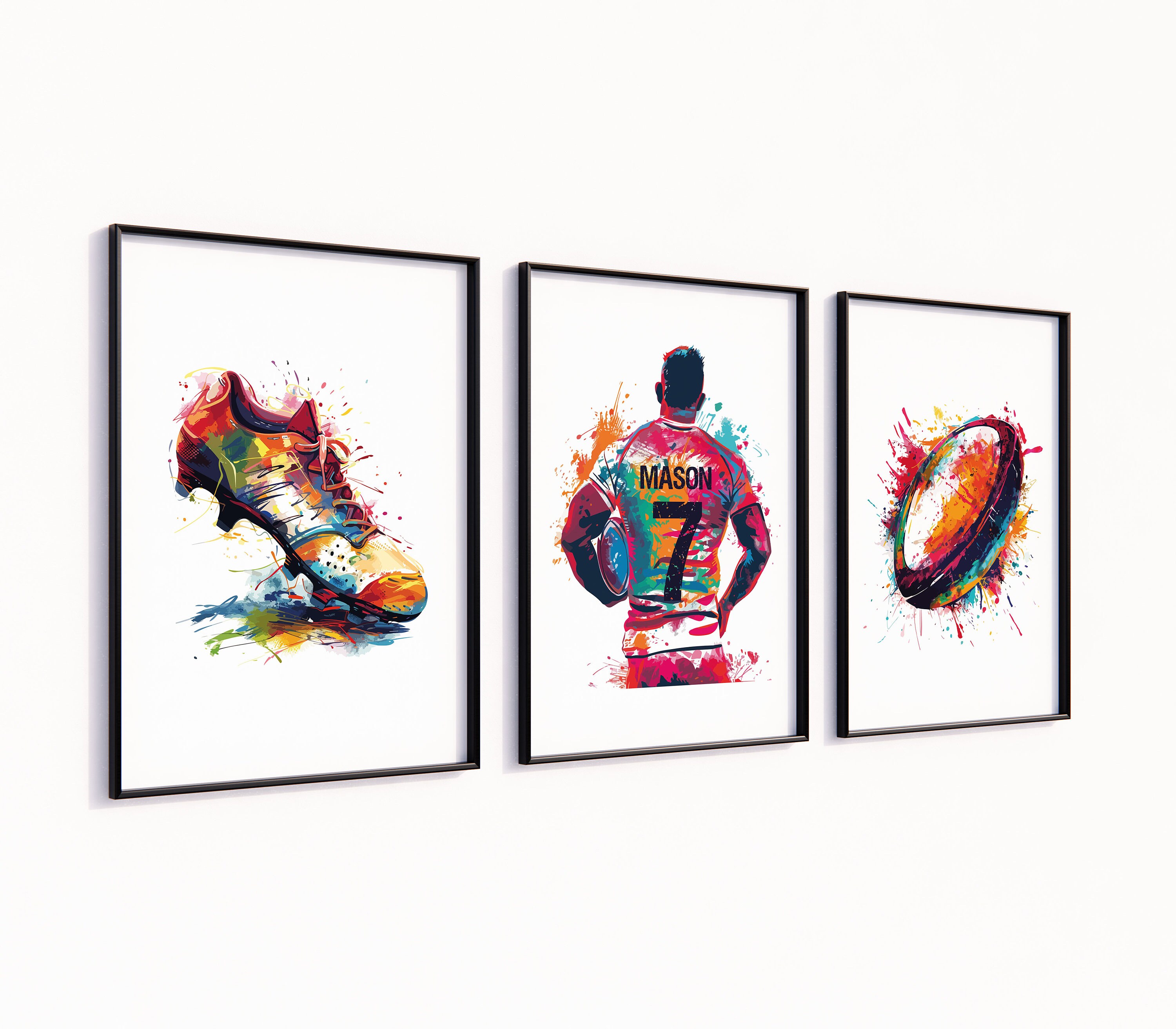 Rugby Prints, Rugby Wall Art Set of 3, Gift for Boys, Boys Bedroom ...