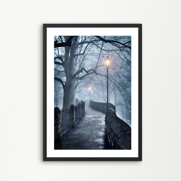 Chester Walls in the fog. Photo art giclée print. Cheshire UK.