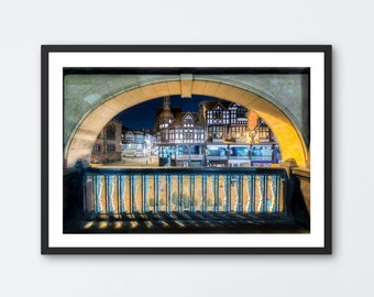 Upper Bridge Street from the Rows. Photo art giclée print. Chester, Cheshire UK.