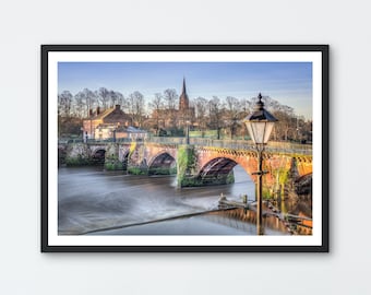 Old Dee Bridge. Photo art giclée print. Chester, Cheshire UK.