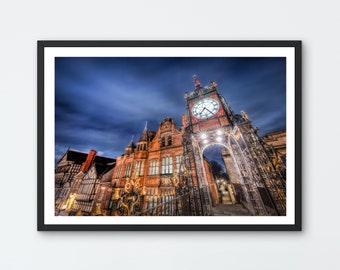 Eastgate Clock, Chester. Photo art giclée print. Chester, Cheshire UK.