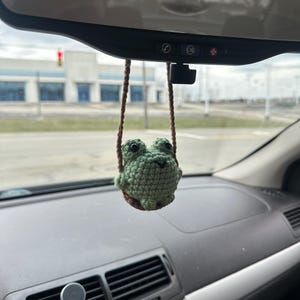 Cute handmade crochet frog car hanger amigurumi | for women | for men | for teens | car decor accessory | Decoration charm