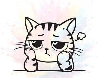 Bored kitten SVG, PNG, DXF, for t-shirt, mug, tumblers, hats, printable, Clipart & more