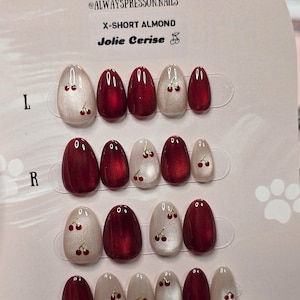 Jelly Cateye Cherry Press On Nails